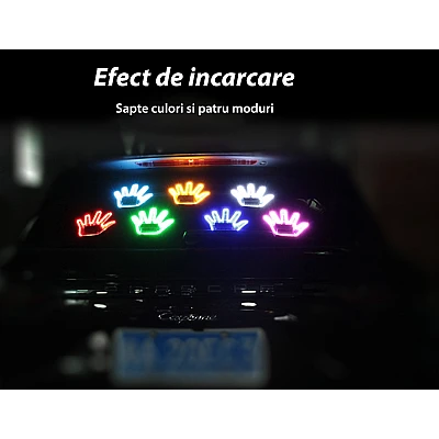 Semn LED auto cu telecomanda design mana 4 moduri efect vizual stralucitor
