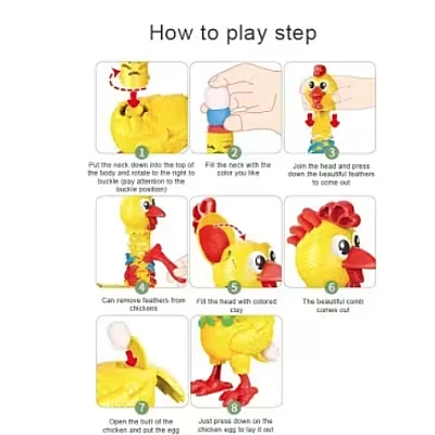 Jucarie interactiva cu plastilina Puiul amuzant cu pene colorate