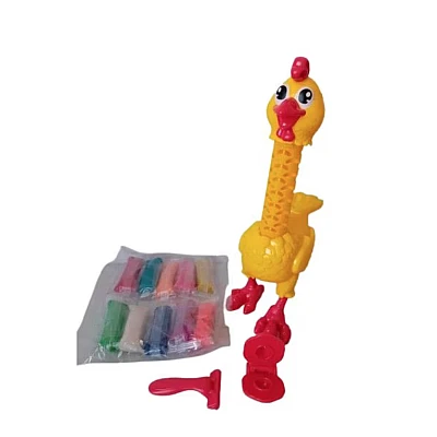 Jucarie interactiva cu plastilina Puiul amuzant cu pene colorate