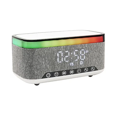 Boxa Bluetooth KP 559 3 in 1 cu incarcator wireless ceas si iluminare LED 10W