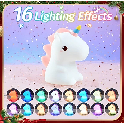 Lampa de veghe pentru copii unicorn 16 culori dimabila