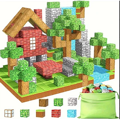  Set 75 Cuburi magnetice Jucarie de construit