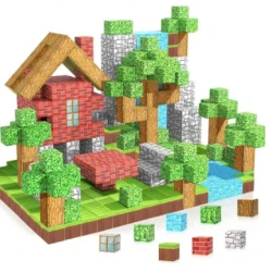 Set 75 Cuburi magnetice Jucarie de construit  Set 75 Cuburi magnetice Jucarie de construit