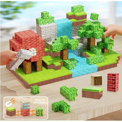  Set 75 Cuburi magnetice Jucarie de construit