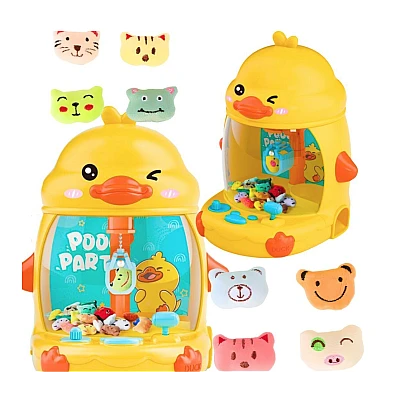 Mini Automat cu Gheara in forma de Ratusca joc interactiv pentru copii cu lumini si muzica