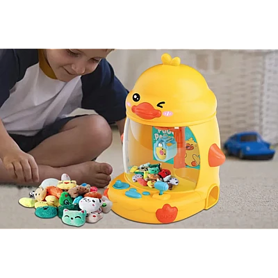 Mini Automat cu Gheara in forma de Ratusca joc interactiv pentru copii cu lumini si muzica