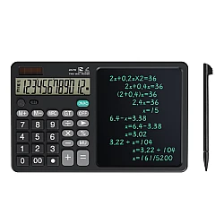 Calculator stiintific ecran LCD 7 inch 12 cifre solar/baterie negru 25.3x15.9x1.6cm