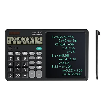 Calculator stiintific ecran LCD 7 inch 12 cifre solar/baterie negru 25.3x15.9x1.6cm