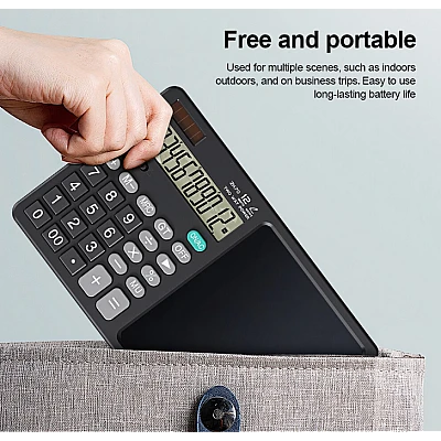 Calculator stiintific ecran LCD 7 inch 12 cifre solar/baterie negru 25.3x15.9x1.6cm