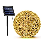 Instalatie solara decorativa lungime 30 metri cu 300 LED ALB CALD
