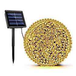 Instalatie solara decorativa lungime 30 metri cu 300 LED ALB CALD