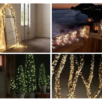 Instalatie solara decorativa lungime 30 metri cu 300 LED ALB CALD Instalatie solara decorativa lungime 30 metri cu 300 LED ALB CALD