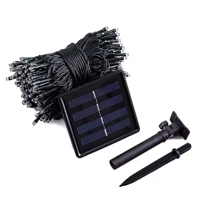 Instalatie solara decorativa lungime 30 metri cu 300 LED ALB CALD Instalatie solara decorativa lungime 30 metri cu 300 LED ALB CALD