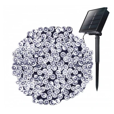 Instalatie solara decorativa lungime 30 metri cu 300 LED ALB RECE Instalatie solara decorativa lungime 30 metri cu 300 LED ALB RECE
