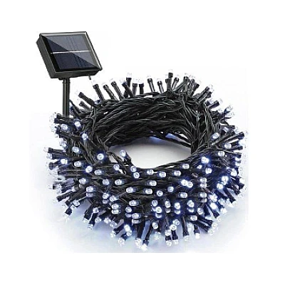 Instalatie solara decorativa lungime 30 metri cu 300 LED ALB RECE Instalatie solara decorativa lungime 30 metri cu 300 LED ALB RECE