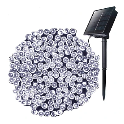 Instalatie solara decorativa lungime 30 metri cu 300 LED ALB RECE Instalatie solara decorativa lungime 30 metri cu 300 LED ALB RECE