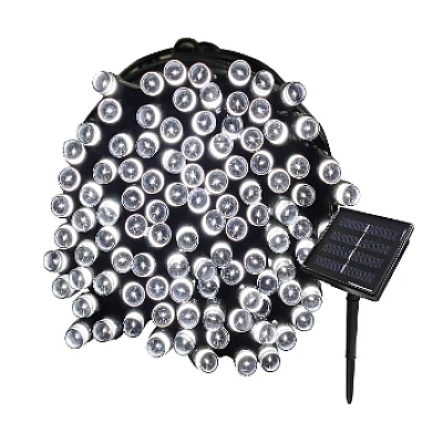 Instalatie solara decorativa lungime 30 metri cu 300 LED ALB RECE Instalatie solara decorativa lungime 30 metri cu 300 LED ALB RECE