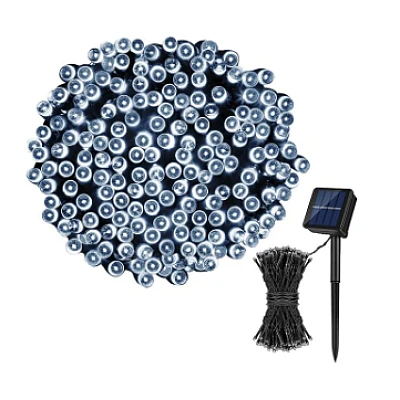 Instalatie solara decorativa lungime 30 metri cu 300 LED ALB RECE Instalatie solara decorativa lungime 30 metri cu 300 LED ALB RECE