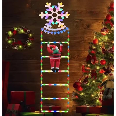 Decoratiune Scara lui Mos Craciun luminoasa Led multicolor 25x160 cu model Fulg de Nea Decoratiune Scara lui Mos Craciun luminoasa Led multicolor 25x160 cu model Fulg de Nea
