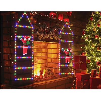 Decoratiune Scara lui Mos Craciun luminoasa Led multicolor 25x160 cu model Fulg de Nea Decoratiune Scara lui Mos Craciun luminoasa Led multicolor 25x160 cu model Fulg de Nea