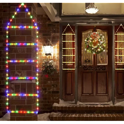 Decoratiune Scara lui Mos Craciun luminoasa Led multicolor 25x160 cu model Fulg de Nea Decoratiune Scara lui Mos Craciun luminoasa Led multicolor 25x160 cu model Fulg de Nea