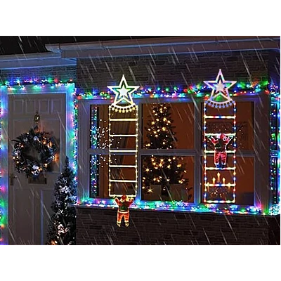 Decoratiune Scara lui Mos Craciun luminoasa Led multicolor 25x160 cu model STELUTA Decoratiune Scara lui Mos Craciun luminoasa Led multicolor 25x160 cu model STELUTA