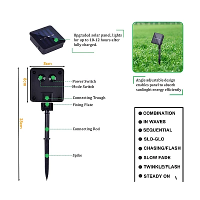 Instalatie solara 30 metri cu 300 LED fir CUPRU telecomanda ALB CALD