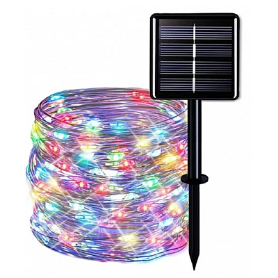 Instalatie solara 30 metri cu 300 LED fir CUPRU telecomanda MULTICOLOR