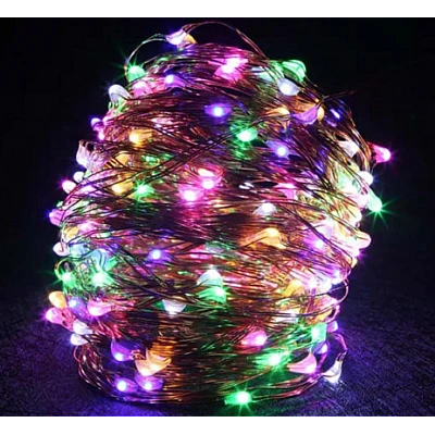 Instalatie solara 30 metri cu 300 LED fir CUPRU telecomanda MULTICOLOR