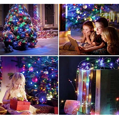 Instalatie solara 30 metri cu 300 LED fir CUPRU telecomanda MULTICOLOR