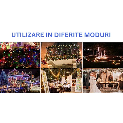 Instalatie multicolora 100m tip rola cu 480 LED 8 efecte de iluminare Instalatie multicolora 100m tip rola cu 480 LED 8 efecte de iluminare