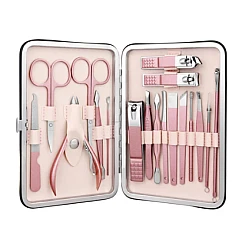 Trusa completa Mani Pedi de 18 piese din OTEL Inoxidabil si Accesorii Pentru Ingrijire Faciala