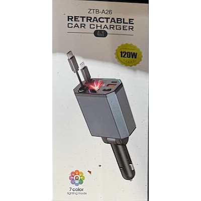 Incarcator auto multifunctional 4 in 1 ZTB A26 cabluri retractabile si iluminare LED Incarcator auto multifunctional 4 in 1 ZTB A26 cabluri retractabile si iluminare LED