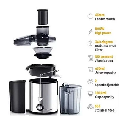 Storcator de fructe si legume 800W cu 2 viteze+Pulse Anti picurare,Negru/Inox Storcator de fructe si legume 800W cu 2 viteze+Pulse Anti picurare,Negru/Inox