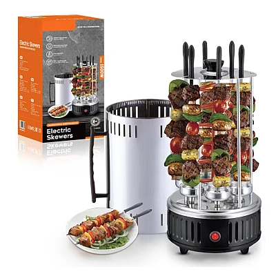 Gratar electric vertical 1500W cu 8 gauri 16 8 cupe ulei DSP frigarui detasabile carcasa de protectie Gratar electric vertical 1500W cu 8 gauri 16 8 cupe ulei DSP frigarui detasabile carcasa de protectie