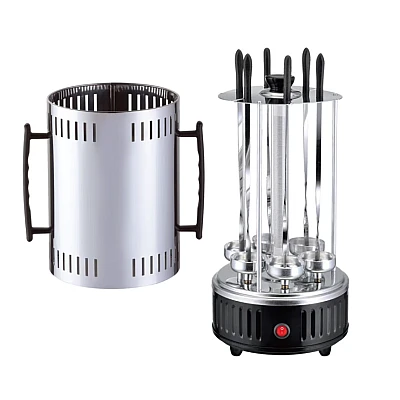 Gratar electric vertical 1500W cu 8 gauri 16 8 cupe ulei DSP frigarui detasabile carcasa de protectie Gratar electric vertical 1500W cu 8 gauri 16 8 cupe ulei DSP frigarui detasabile carcasa de protectie