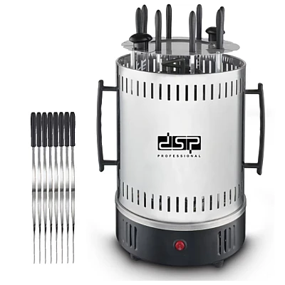 Gratar electric vertical 1500W cu 8 gauri 16 8 cupe ulei DSP frigarui detasabile carcasa de protectie Gratar electric vertical 1500W cu 8 gauri 16 8 cupe ulei DSP frigarui detasabile carcasa de protectie