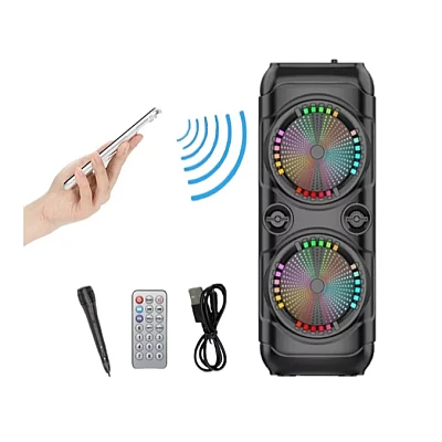Boxa portabila ZQS8229W cu microfon putere 40W baterie 4500mAh LED 2x8inch