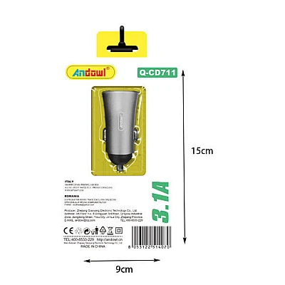 Incarcator auto Andowl 3.1A model Q CD711 Incarcator auto Andowl 3.1A model Q CD711