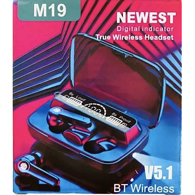 Casti wireless M19 cu cutie de incarcare si afisaj digital Compatibilitate universala bluetooth Casti wireless M19 cu cutie de incarcare si afisaj digital Compatibilitate universala bluetooth