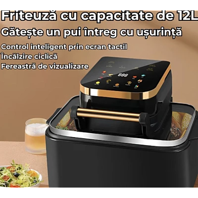 Friteuza Airfryer 3in1 capacitate 12L putere 1700W Digital Display Led Fara Ulei Touch Control 11 Programe Timer Friteuza Airfryer 3in1 capacitate 12L putere 1700W Digital Display Led Fara Ulei Touch Control 11 Programe Timer