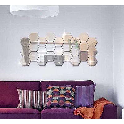Set 10 Oglinzi Design Hexagon - Oglinzi Decorative Acrilice Cristal - Diamant - Fagure 10 bucati/set