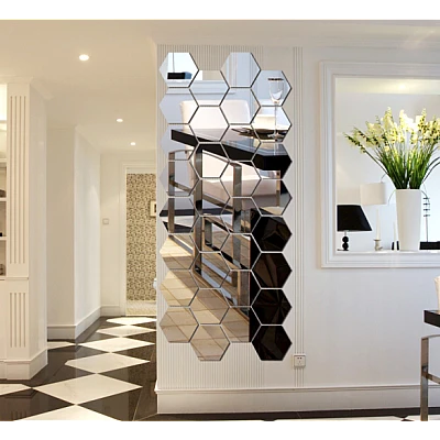 Set 10 Oglinzi Design Hexagon - Oglinzi Decorative Acrilice Cristal - Diamant - Fagure 10 bucati/set