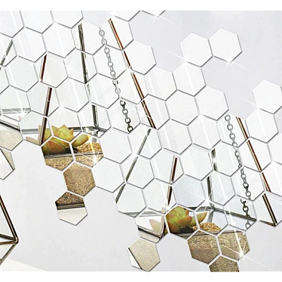 Set 10 Oglinzi Design Hexagon - Oglinzi Decorative Acrilice Cristal - Diamant - Fagure 10 bucati/set