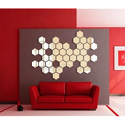 Set 10 Oglinzi Design Hexagon - Oglinzi Decorative Acrilice Cristal - Diamant - Fagure 10 bucati/set