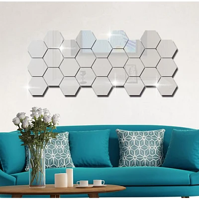 Set 10 Oglinzi Design Hexagon - Oglinzi Decorative Acrilice Cristal - Diamant - Fagure 10 bucati/set