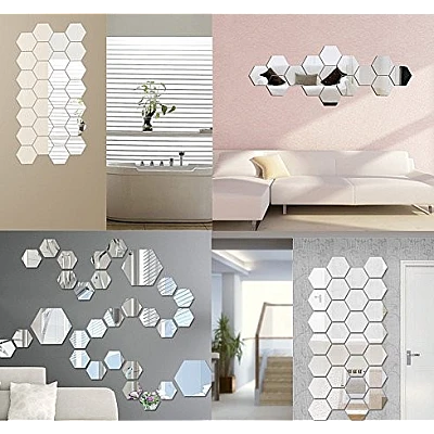 Set 10 Oglinzi Design Hexagon - Oglinzi Decorative Acrilice Cristal - Diamant - Fagure 10 bucati/set