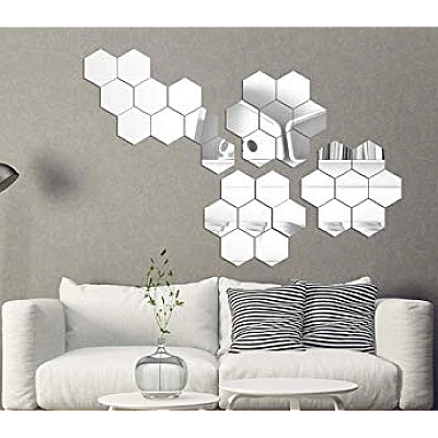 Set 10 Oglinzi Design Hexagon - Oglinzi Decorative Acrilice Cristal - Diamant - Fagure 10 bucati/set