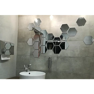 Set 10 Oglinzi Design Hexagon - Oglinzi Decorative Acrilice Cristal - Diamant - Fagure 10 bucati/set