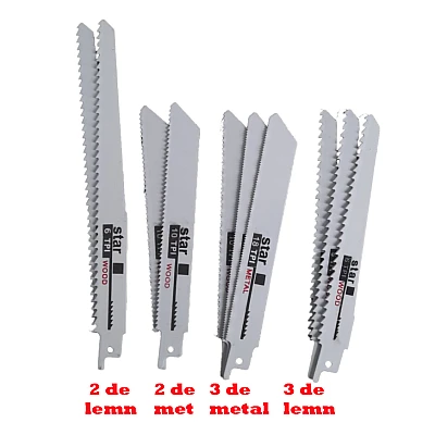 Set 10 Panze Fierastrau Sabie Metal si Lemn Lungimi Diferite Set 10 Panze Fierastrau Sabie Metal si Lemn Lungimi Diferite